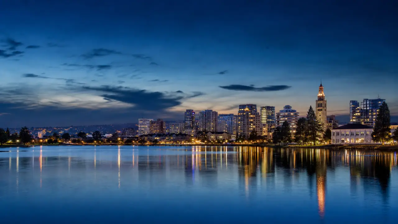 Oakland skyline and Lake Merritt representing California Apostille services for documents used in China